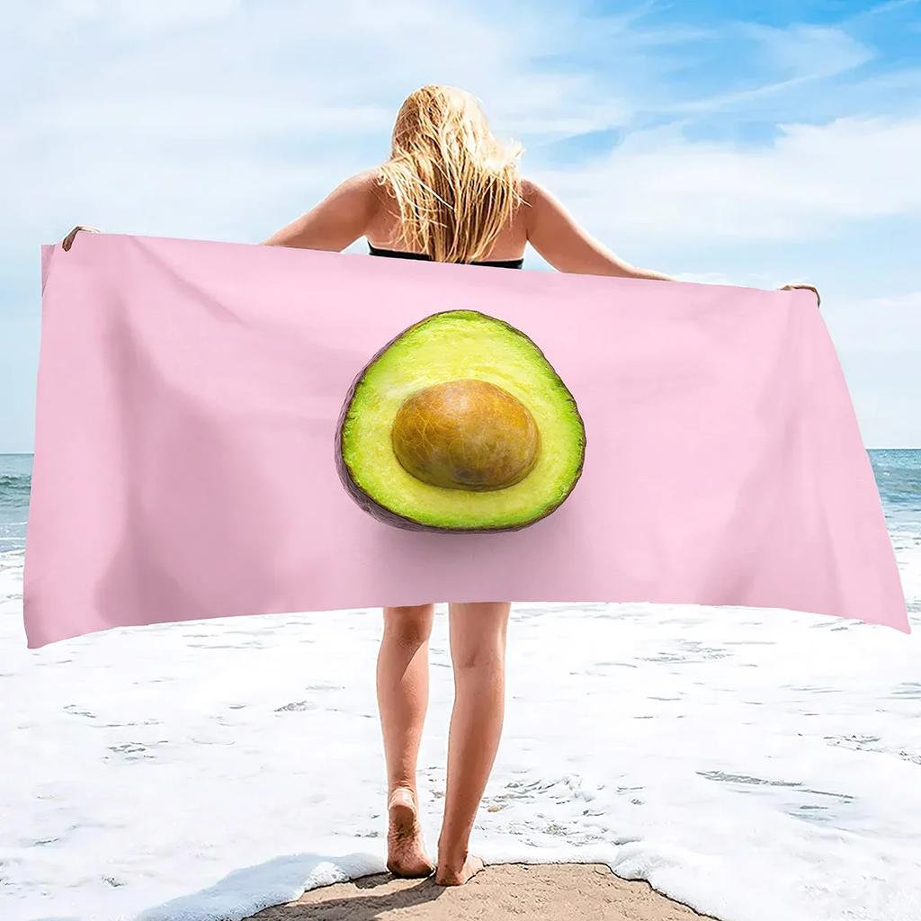 Beach Towel,Oversized Soft Absorbent Camping Travel Towel Quick Drying Absorbent Microfiber Pool Towel with Avocado Pattern