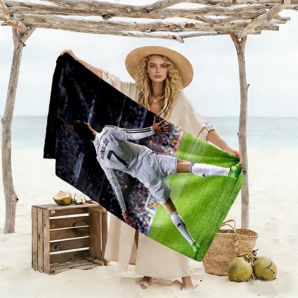 Cristiano Ronaldo Soccer Action Beach Towel High Absorbency & Quick-Dry Comfortable Lightweight