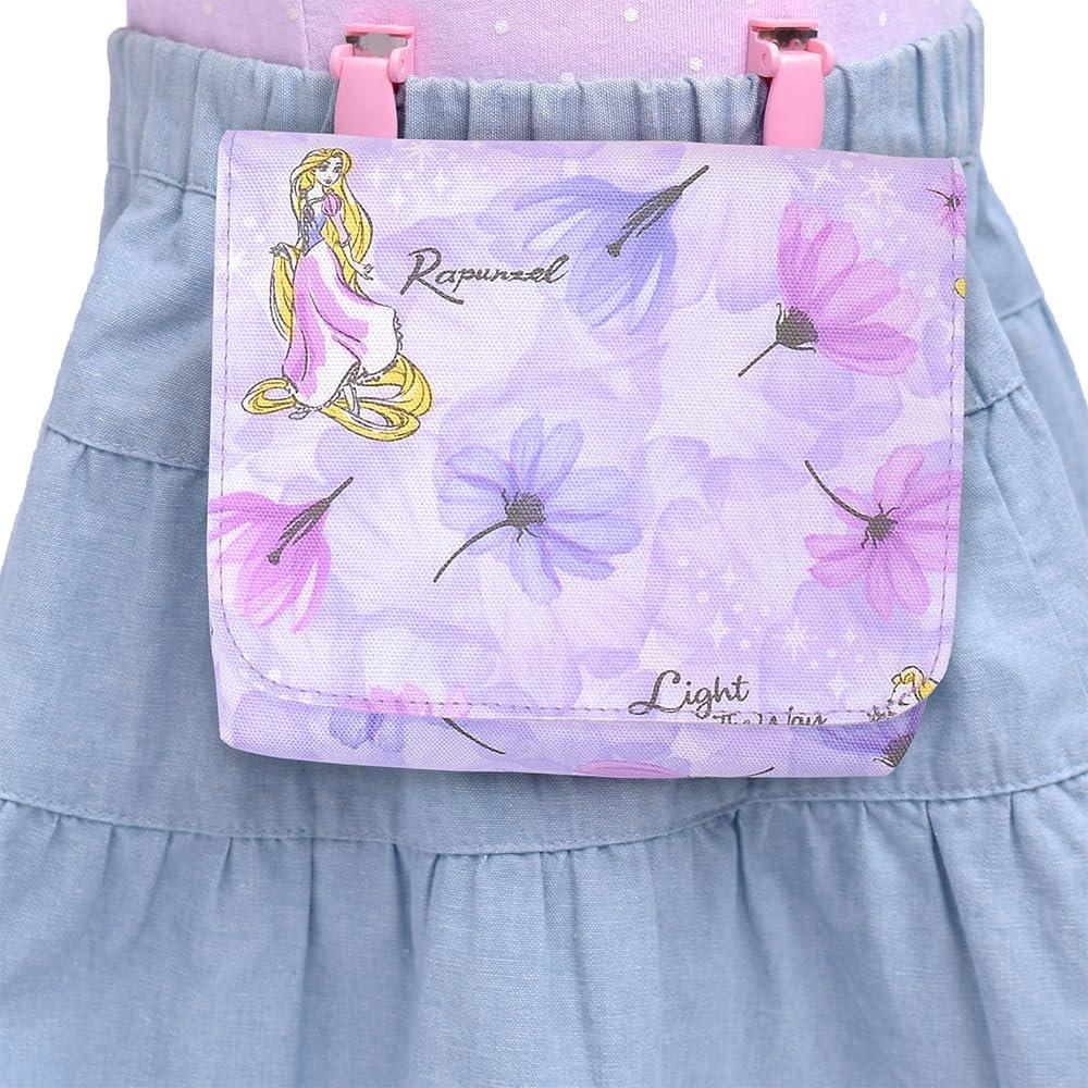 COLORFUL CANDY STYLE Disney Rapunzel Kids Clip-on Mobile Pocket Large Detachable Pouch with Name Sticker Cotton