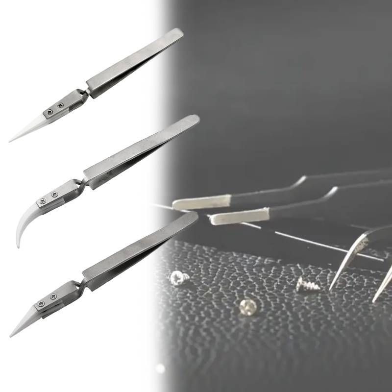 Ceramic Tweezers Professional Stainless Steel Handle  Acid Research Resistance