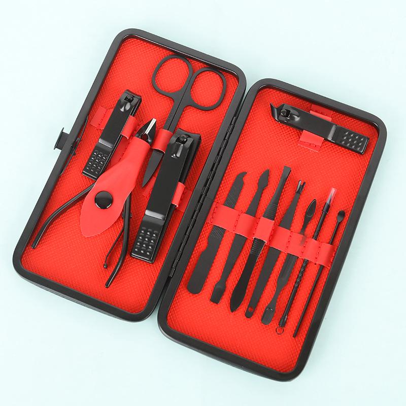 24-Piece Black & Red Manicure Set: Complete Nail Clipper and Beauty Tools Kit