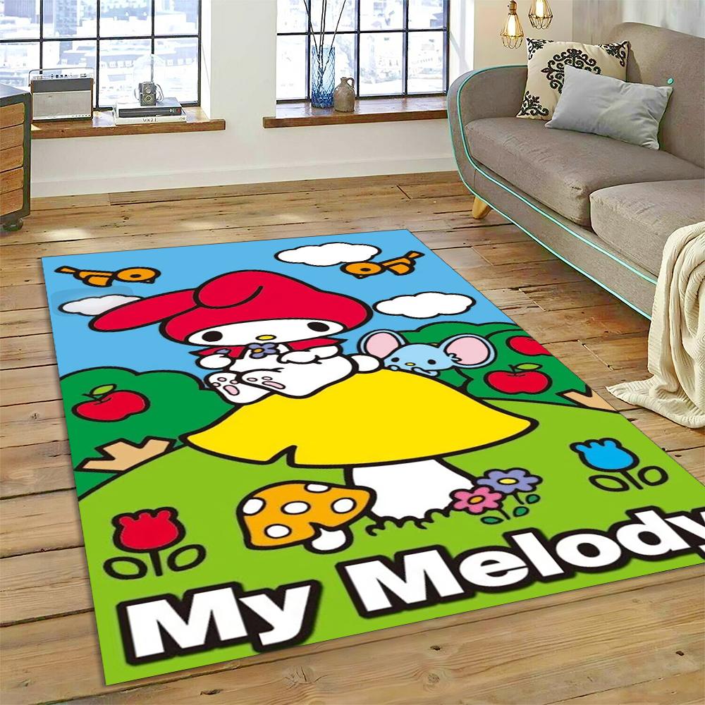 27 Style Cartoon Melody Melo Kawaii Sanrio Carpet Rug for Bedroom Living Room Home Sofa Decoration,kids Large Decor Floor Mat HD