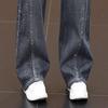 Trendige Strass-Hose mit weitem Bein für Damen Frühling und Herbst 2026 Schlanke Gerade Jeans Locker Schlankmachende High-Waist Freizeithose