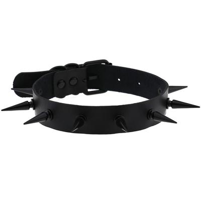 Black Spiked Choker Collar Vegan Leather Witch Jewelry Witches Cosplay Necklace Goth Chocker Gothic Accessories