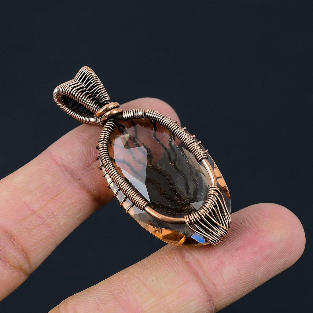 Tree Of Life Morganite Gemstone Copper Wire Wrap Handmade Jewelry Pendant