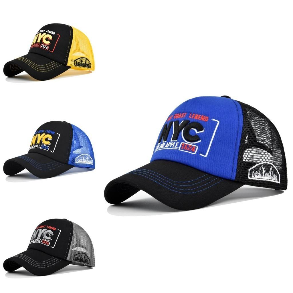 Nyc Embroidered Baseball Cap Adjustable Summer Cotton Hat With Mesh Brim