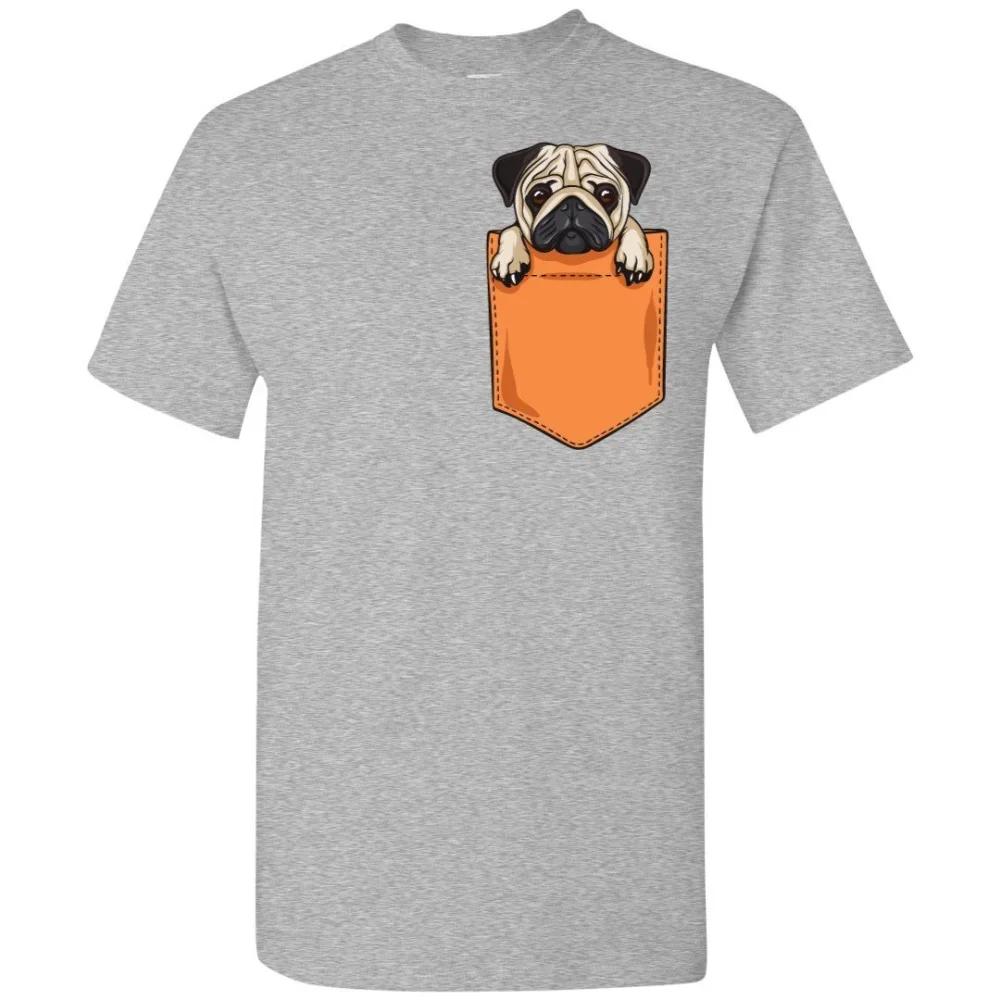 Funny Clothing Casual Short Sleeve Tshirts Pug Pocket Tee TShirt