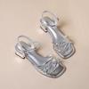 French thick-heeled sandals girl 2025 new summer fashion rhinestone fairy with skirt temperament with cool slippers
