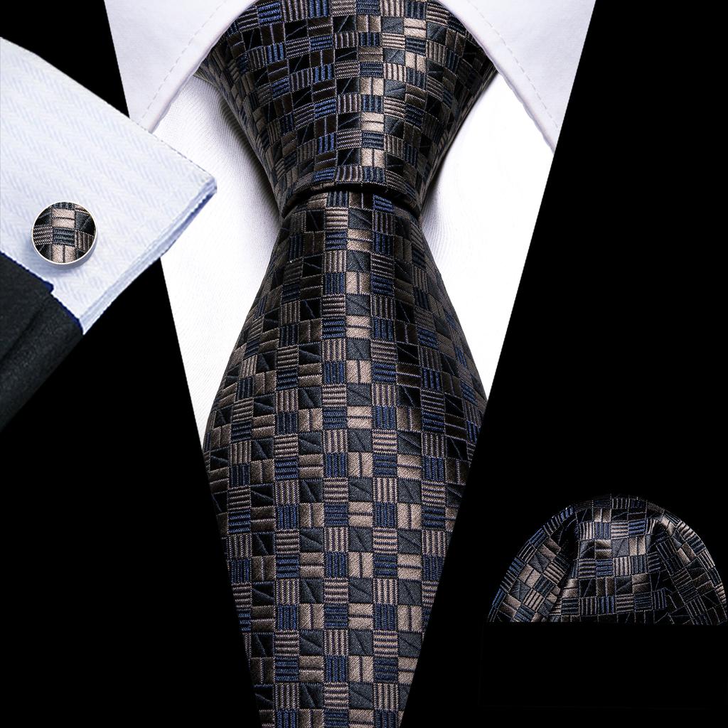 Barry.Wang Floral Ties for Men Woven Paisley Wedding Necktie Handkerchief Cufflinks Formal Casual Set