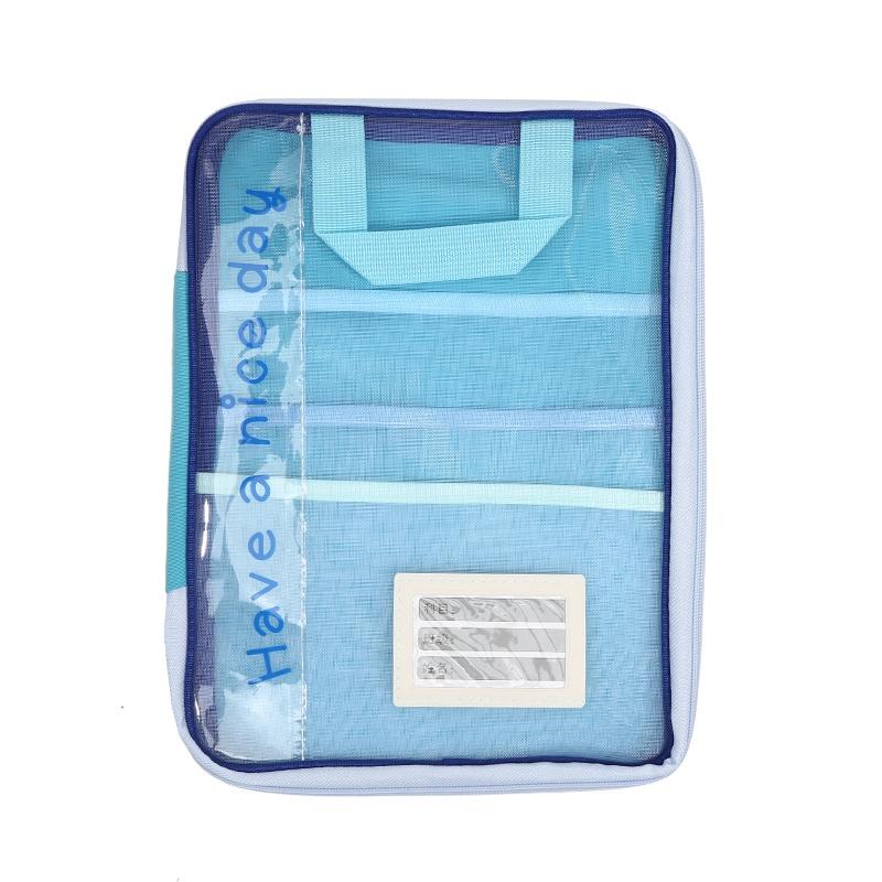Stationery Storage Bag 4 Layer Mesh Zipper Bag Large Capacity Organizer Folders Student School Supplie Zipper Exam Papers Books