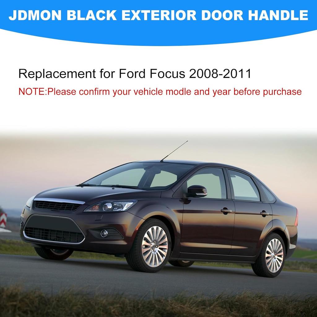 JDMON Front Driver Side Exterior Door Handle with Bracket Replacement for Ford Focus 2008 2009 2010 2011 Outside Outer Handle Replacement for