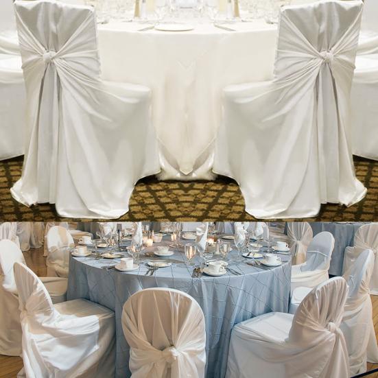 Chair Cover Dust-proof Removable Satin Skirted Back Self-tie Chair Cover Protector Event Party Supplies