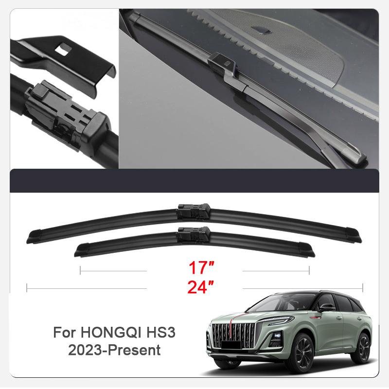 2KS Auto Stěrač s lištou pro HONGQI EH7 EHS7 E-HS9 H5 OUSADO H9 HS3 HS5 HS7 Auto Čelní sklo Gumové Příslušenství