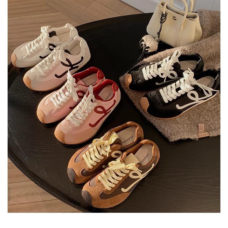 Wang Yibo's same 5cm inner height increase, casual color contrast splicing lace-up, new big head sports Forrest Gump training shoes for women