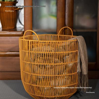 Handmade Waterproof Rattan-Style Multifunctional Laundry Basket and Bathroom Storage Hamper