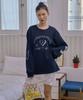 JUNEJUNE SPACE Oversized Printed Sweat Tee_Navy