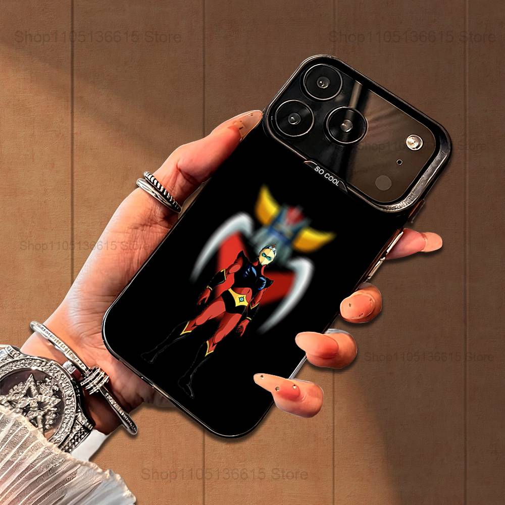 R-Robot G-Goldorak Anime UFO Phone Case For iPhone 16,15,14,17,13,12,11,Mini,Pro,SE,XS,MAX,Black Matte Silicone Cover
