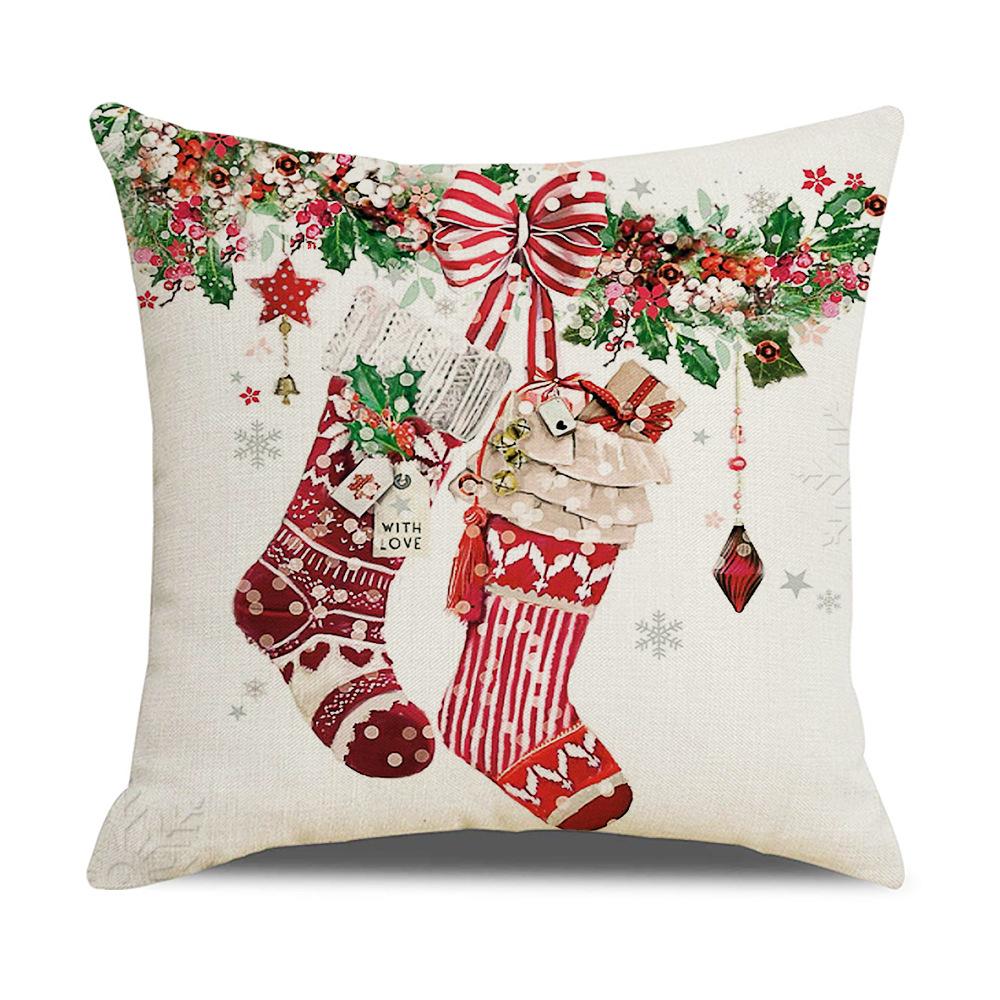 

Home Living Room Sofa Bedroom Waist Pillow New Linen Christmas Pillow Case 45 * 45Cm (excluding pillow core)