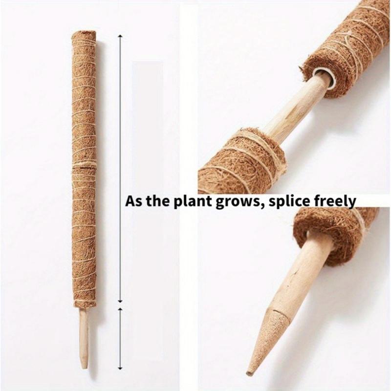 2pcs 19.69inch Garden Plant Support Stakes - Coconut Coir Rope Moss Rods for Climbing Vines, Flowers, Indoor/Outdoor Potted