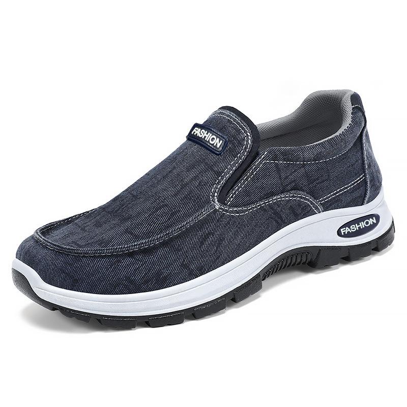 Men's Breathable Comfort Slip-on Canvas  Casual Shoes Soft Loafers Lightweight Non-slip Driving Boat Shoes Outdoor Dad Sneakers