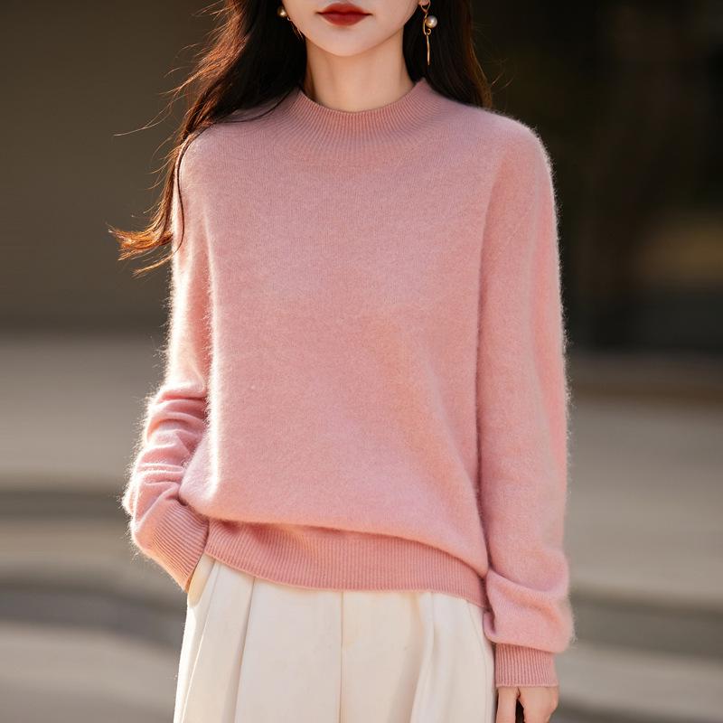 2025 Autumn/Winter Women's Seamless High Neck Wool Sweater - Versatile, Long Sleeve Knitwear