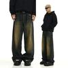 Retro Distressed Washed Jeans Men's Mopping Daddy Pants Street Loose Straight Trousers Spring and Autumn