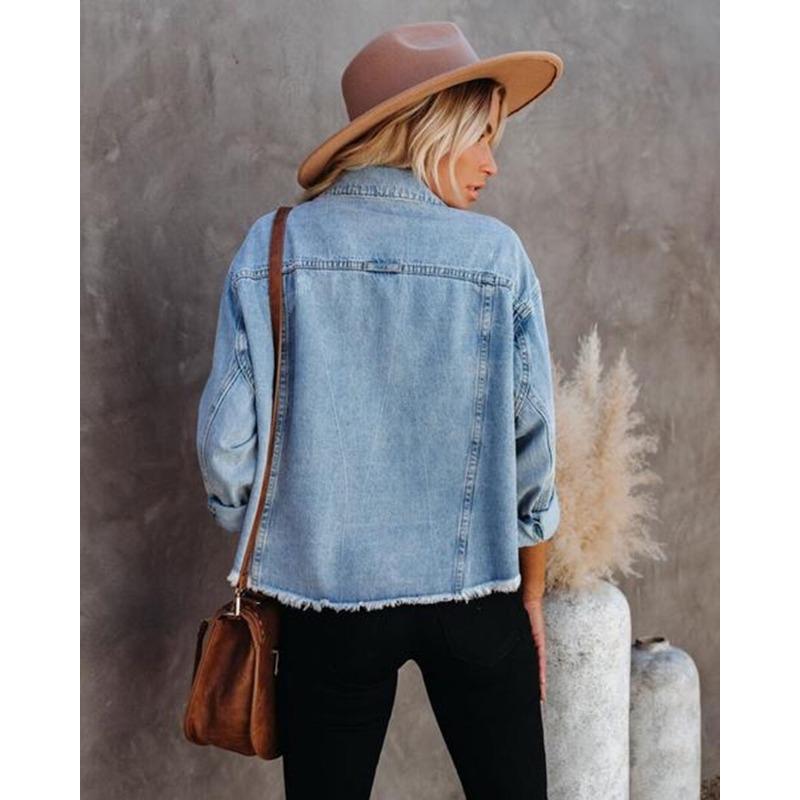 Fashion Loose Women Denim Jacket Loose Casual Simple Office Long Sleeve Short Jackets Elegant Spring Autumn Coats Woman Clothing