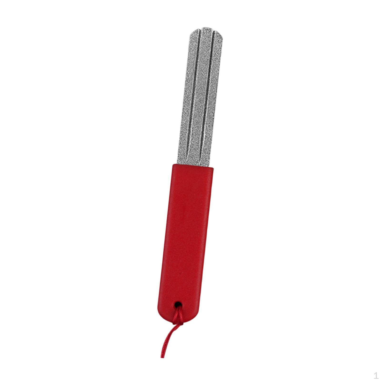 

10 X 1.4cm Fishing Hook Sharpening File with Multi-Groove Accessories for Outdoor Sports, Red Handle