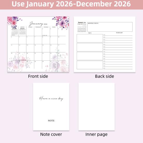 2026 Desk Calendar Small Standing Flip Desktop Calendar Jan. 2026 - Dec. 2026 12 Months Calender with Sticky Note And Memo Pages for Home School