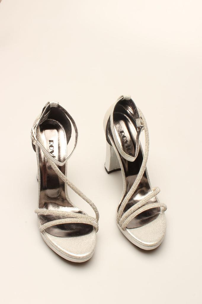 Chaussures de soirée mode femme plateforme pierre argentée