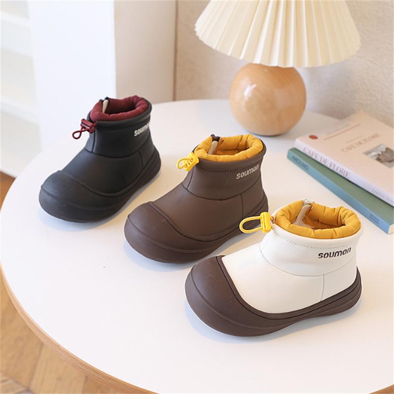 Winter Children Snow Boots Leather Warm Plush Waterproof Kids Shoes Non-slip Soft Sole  Girls Boys Boots EU 26-37