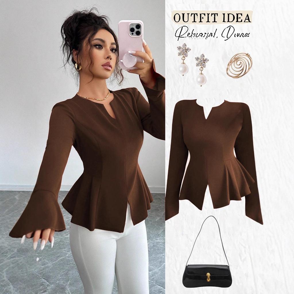 Korean Style Slim Fit Long Sleeve Top for Women - Flattering and Elegant Autumn/Winter Wear