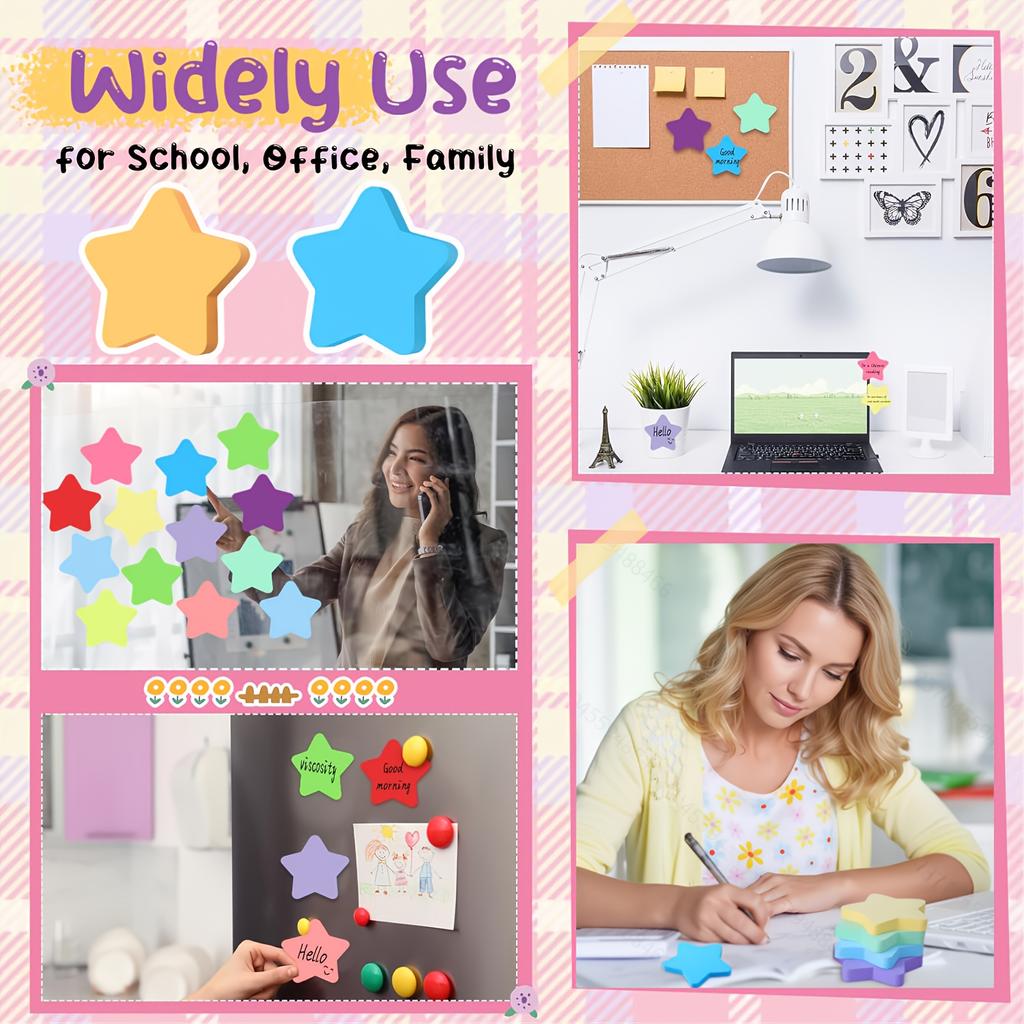 12 Pack (360 Sheets) Star Sticky Notes - 12 Colors Self-Stick Page Tab Note Pads, 3x3 Inch Cute Shape Adhesive Notes for Office