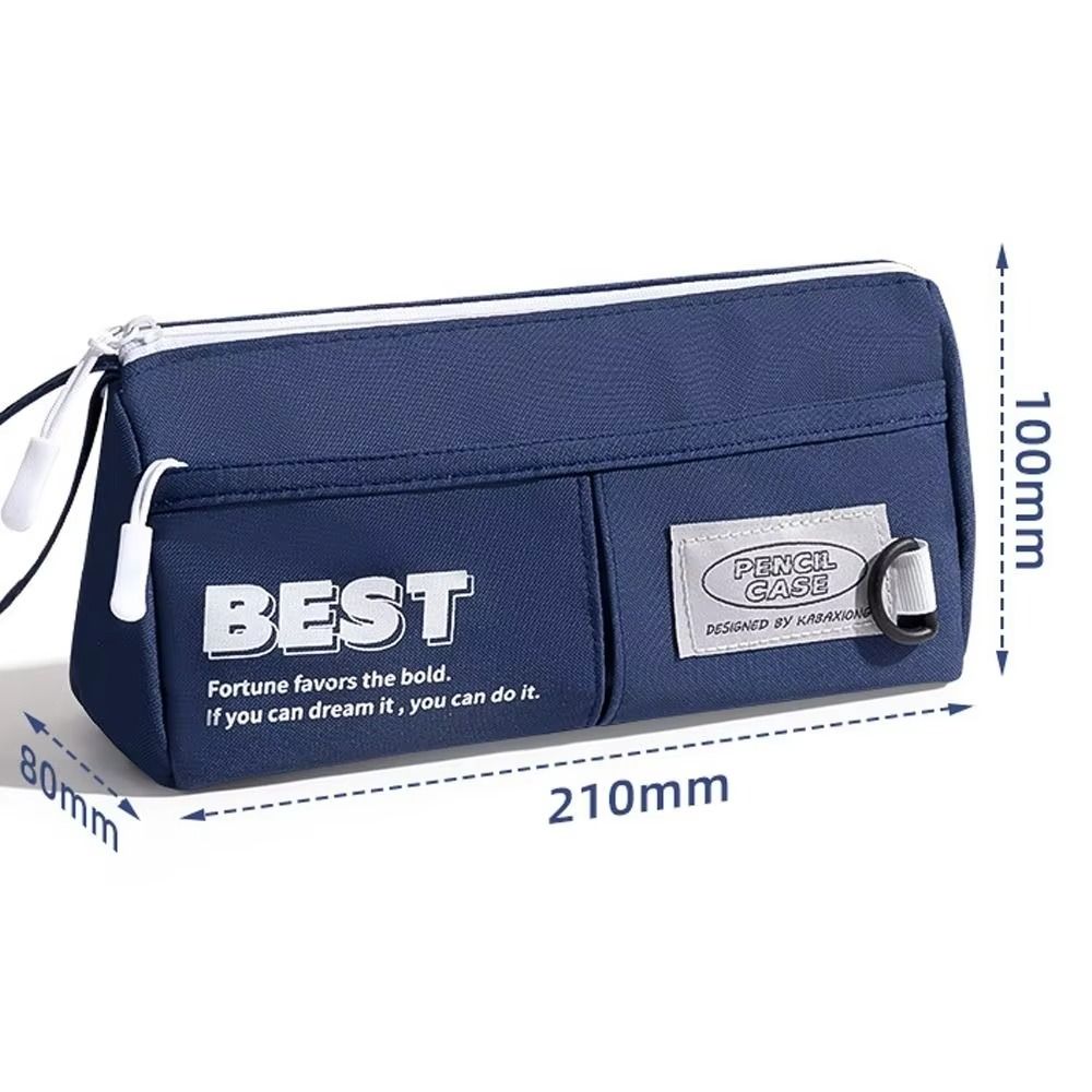 Canvas 2 Layers Pencil Case Organizer Triangular Pencil Case Zipper Pen Bag  Student Learning
