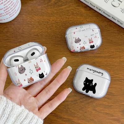 Urocze etui na słuchawki z kotem w stylu kreskówkowym dla Airpods 4. 3. 2 Pro 3 Odporne na wstrząsy etui dla Airpod 2 3 1 Ochronna skorupa akcesoriów Fundas