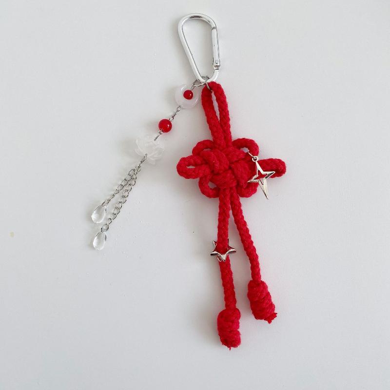 1Pcs Chinese Style Ruyi Pendant Handwoven Nylon Rope Chinese Knot Keychain Bag Hanging Decoration Men'S Car Keyring