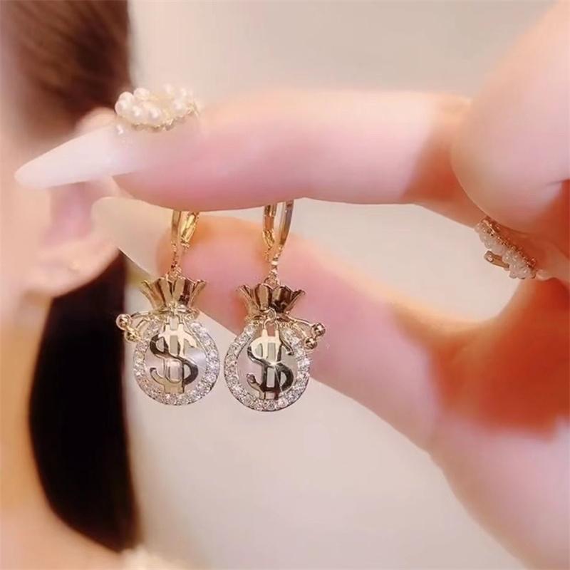 

Модные серьги-кольца с опалом Lucky Money для женщин, серьги-кольца с кошачьим глазом и камнями, украшения в стиле хип-хоп