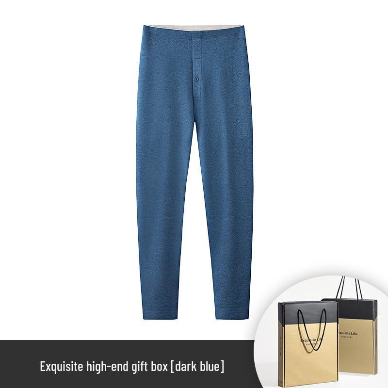 Men's Extra Thick Fleece-Lined Mulberry Silk Wool Long Johns for Autumn and Winter - Warm, Seamless Base Layer Pants