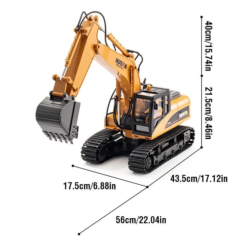 Huina 1535 1/14 RC Excavator Remote Control Truck with Lights Crawler Tractor Model Engineering Car Toys for Boys Christmas Gift