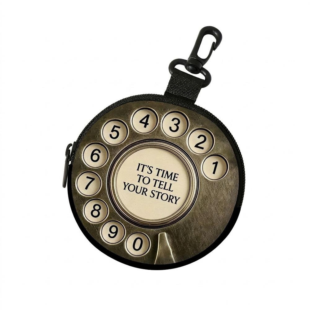 Waterproof Rotary Phone Coin Purse Vintage Mini Coin Purse Earbud Storage Pouch  Business кофейный
