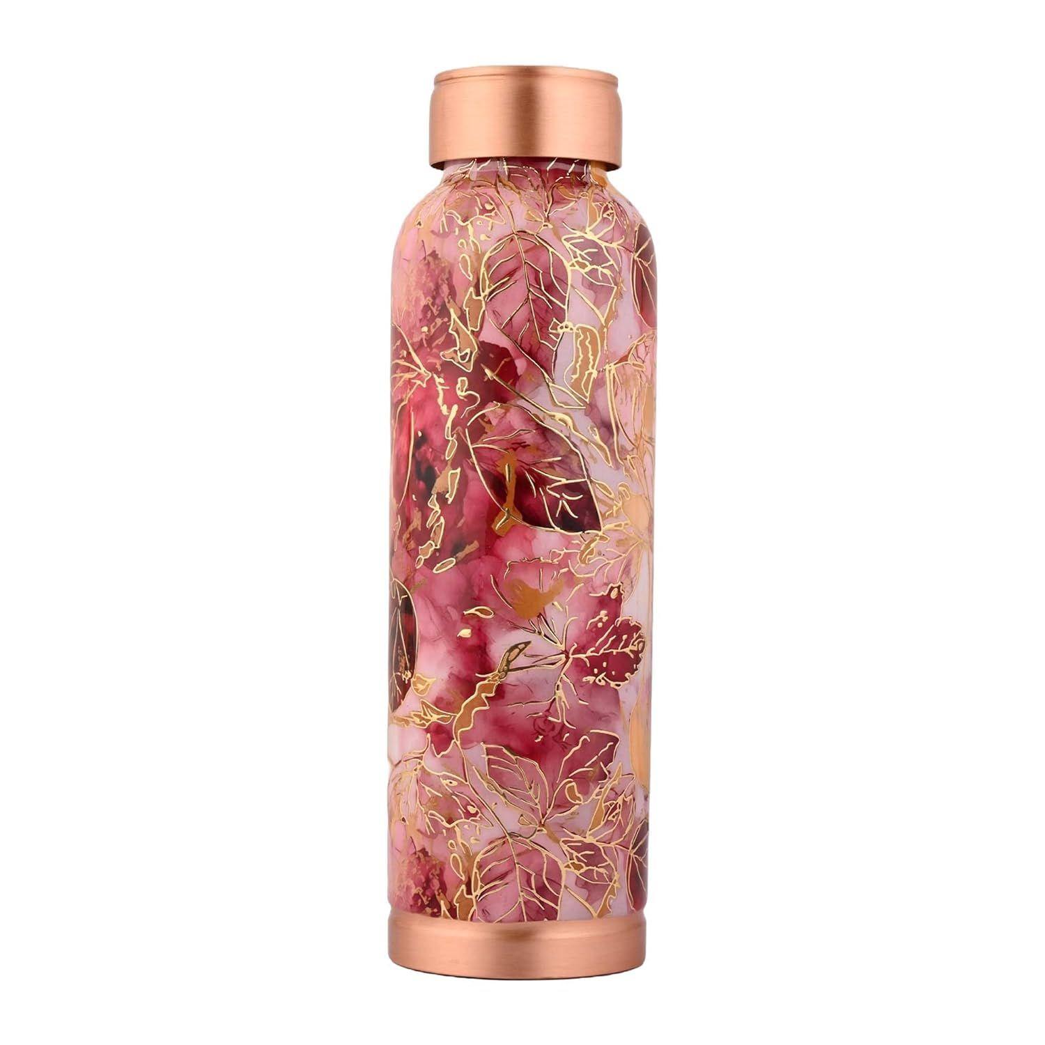 

Copper Printed Design 1 Litre Water Bottle With Leak and Rust Proof for Home and Office Use Ayurveda and Yoga Health Benefits Bottle