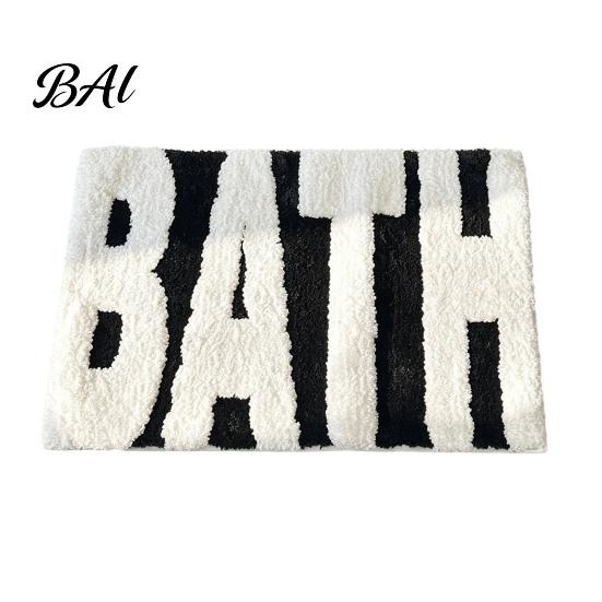 Wasserabsorbierende Fußmatte Moderne Badematte, Rutschfester Badezimmerteppich, Lustige Englische Buchstaben, Flauschiger Bodenteppich Maschinenwaschbar Gemütlich für Wanne Waschbecken Stilvoll