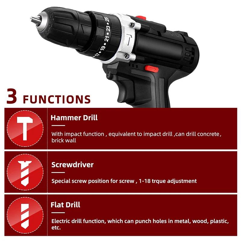 Cordless Drill Set Electric Screwdriver Mini Wireless Power Driver W/ Battery Charger Variable Speed DIY Power Tools