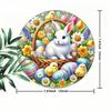 Panier de lapin de Pâques vintage Plaque murale ronde en métal Décoration de maison de ferme Jardin Café Art en fer Montage sur porte Salon