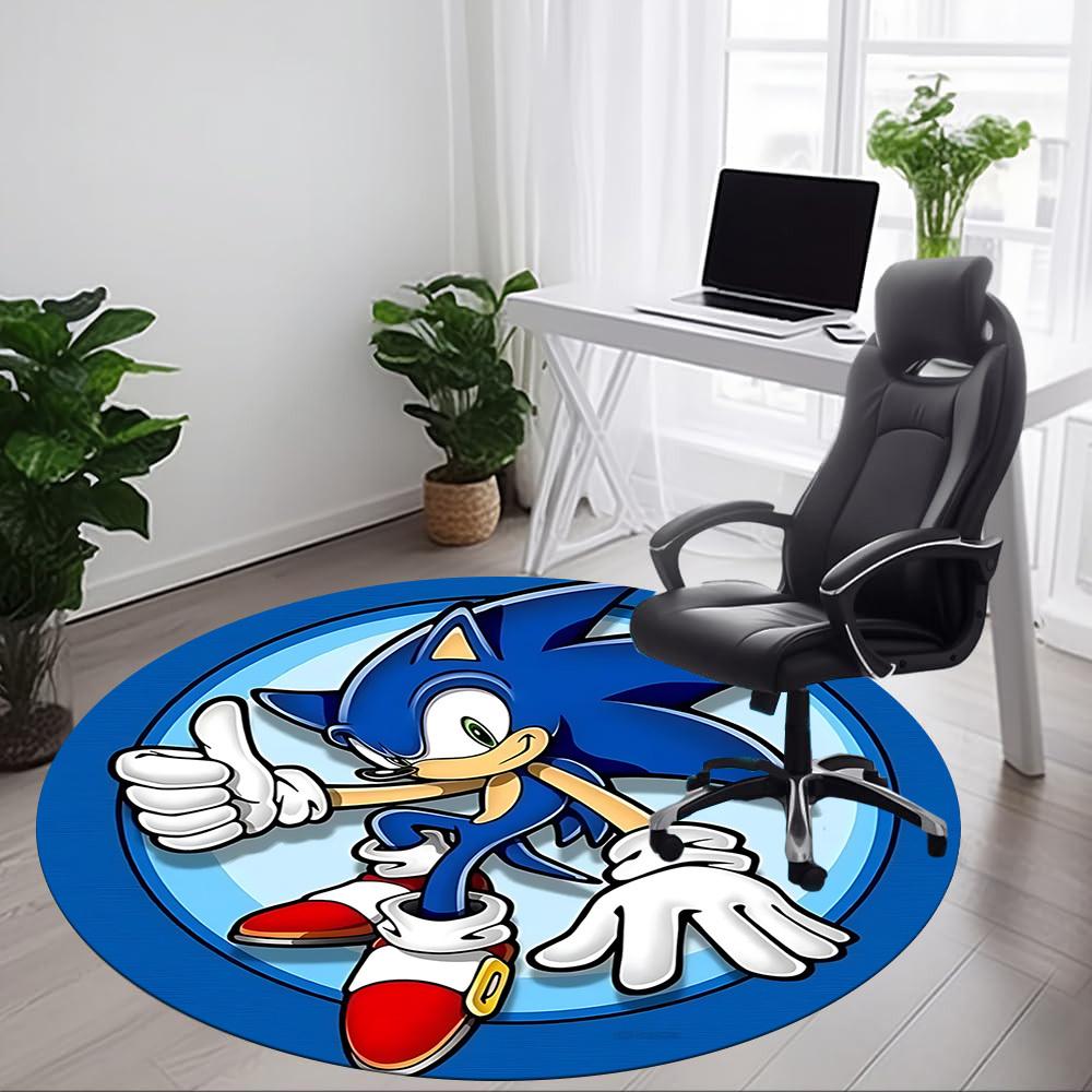 1pc Sonic Adventure Office Round Area Rug, Indoor Mat Suitable For Office,Bedroom Living Room Home Decor, Room Deco A0926003