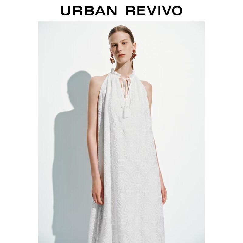 UR Women s Summer Jacquard Tie-Waist Maxi Dress L