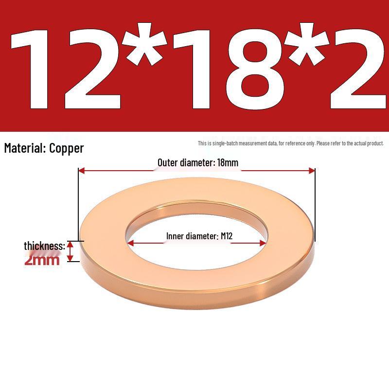 Pure Red Copper Gasket Sealing Ring for Marine Instruments, Metal Flat Washer M3-M60mm