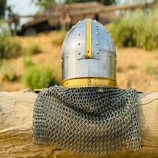 Viking Chainmail Helmet Armor Chain Mail Helmet Medieval Brass Helmet Chainmail Hand Forged Armor Helmet Best Gift