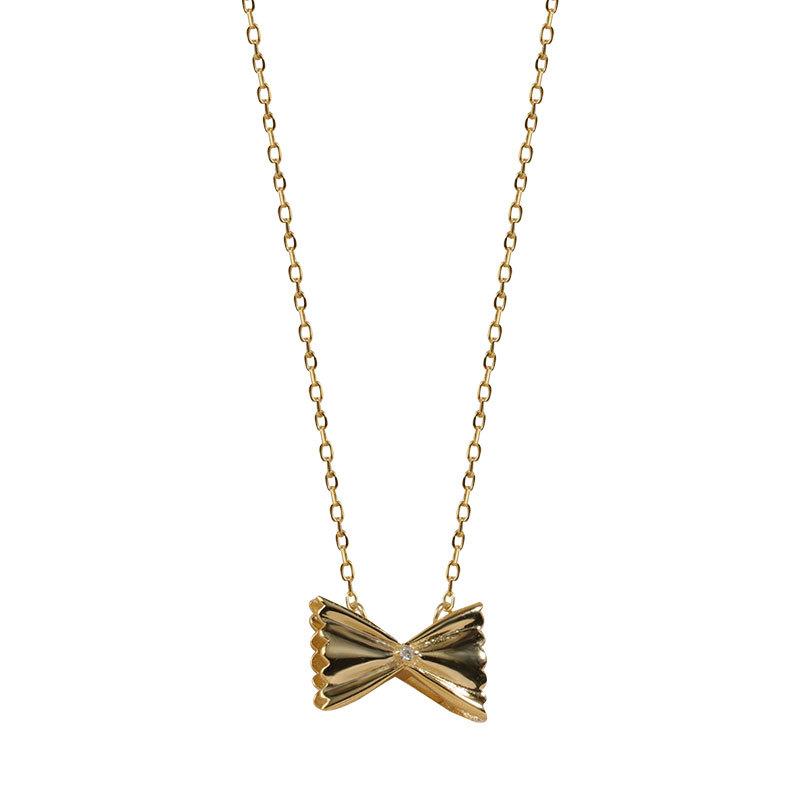 Sweet Girly Bow Necklace French Retro Light Luxury Zircon Niche Collarbone Chain
