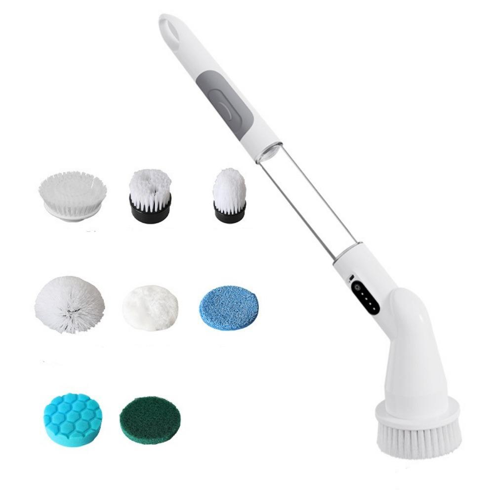 Wireless Electric Cleaning Brush Rechargeable Liquid Filled Cleaning Brush Home Cleaning 8 IN 1